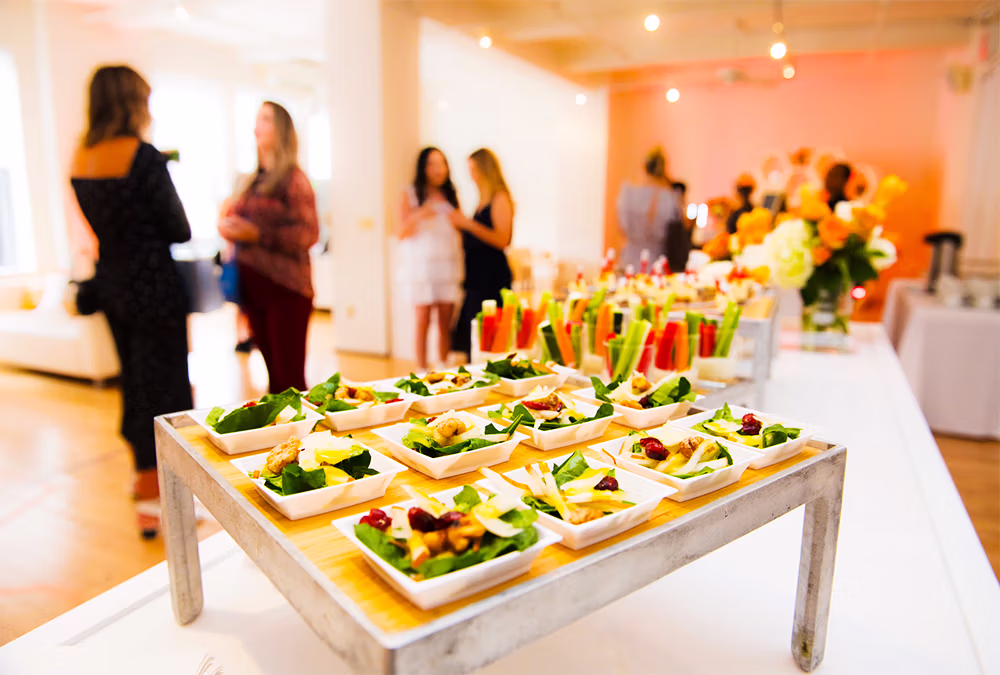 Catered appetizer spread at a private event